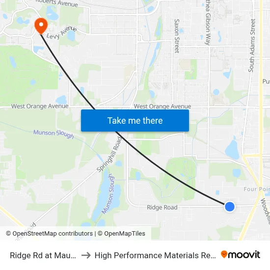 Ridge Rd at Maurice St Eb to High Performance Materials Research Institute map