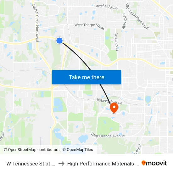 W Tennessee St at Bicycle Rd Eb to High Performance Materials Research Institute map