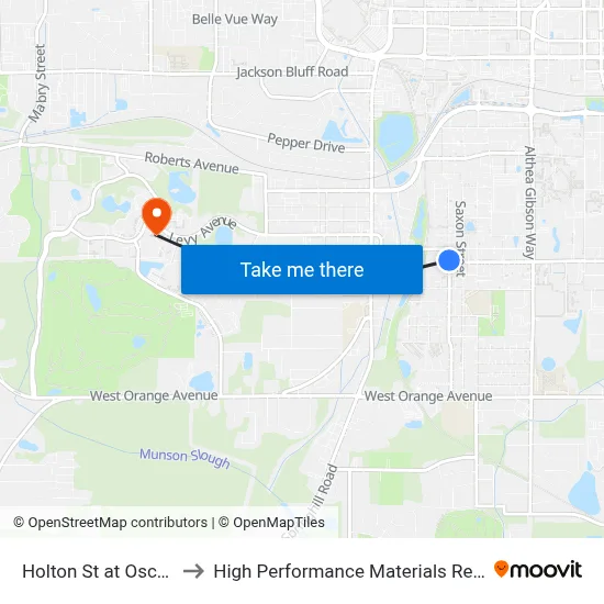 Holton St at Osceola St Sb to High Performance Materials Research Institute map
