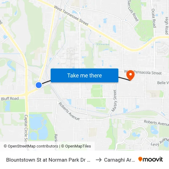 Blountstown St at Norman Park Dr Nb to Carnaghi Arts map