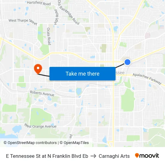 E Tennessee St at N Franklin Blvd Eb to Carnaghi Arts map