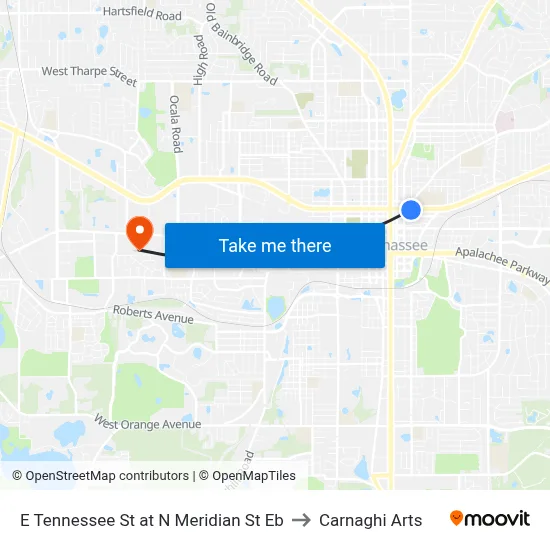E Tennessee St at N Meridian St Eb to Carnaghi Arts map