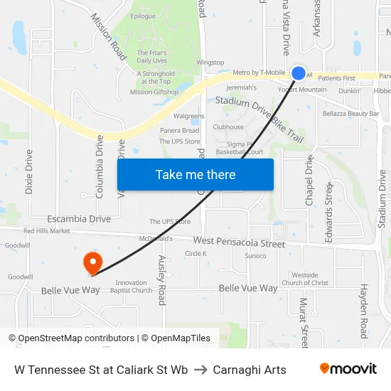 W Tennessee St at Caliark St Wb to Carnaghi Arts map