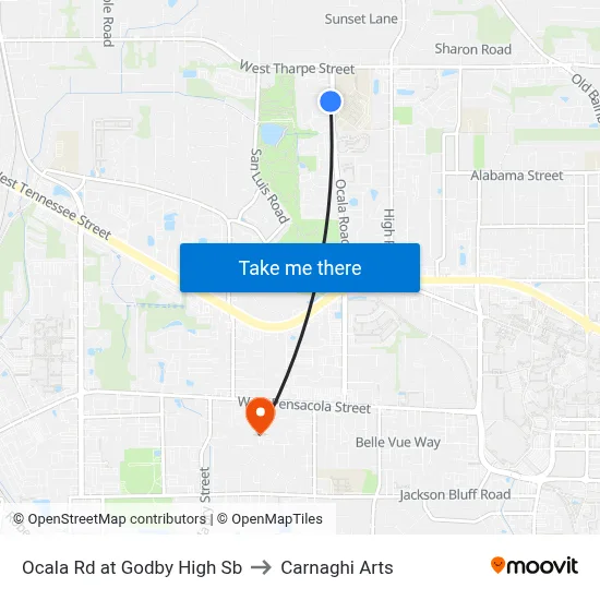 Ocala Rd at Godby High Sb to Carnaghi Arts map
