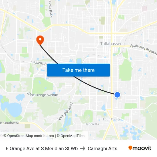 E Orange Ave at S Meridian St Wb to Carnaghi Arts map