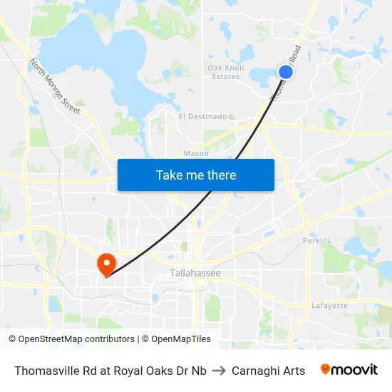 Thomasville Rd at Royal Oaks Dr Nb to Carnaghi Arts map