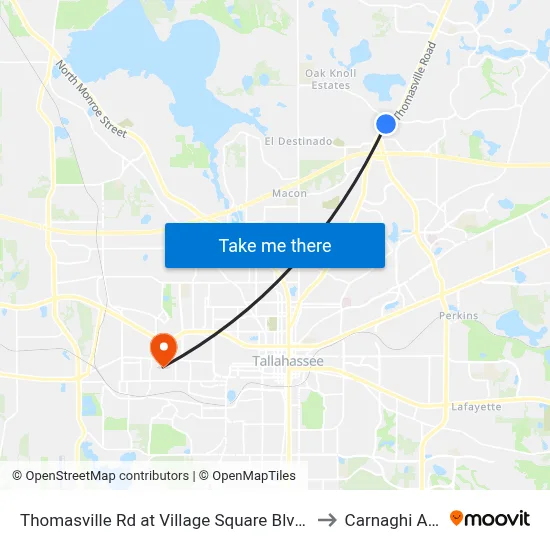Thomasville Rd at Village Square Blvd Sb to Carnaghi Arts map