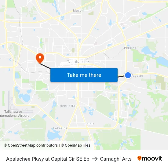 Apalachee Pkwy at Capital Cir SE Eb to Carnaghi Arts map