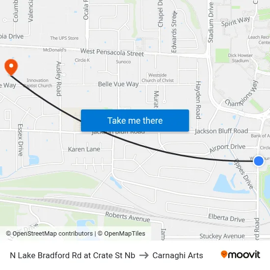 N Lake Bradford Rd at Crate St Nb to Carnaghi Arts map