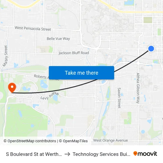 S Boulevard St at Wertheim Center to Technology Services Building (Elbit) map
