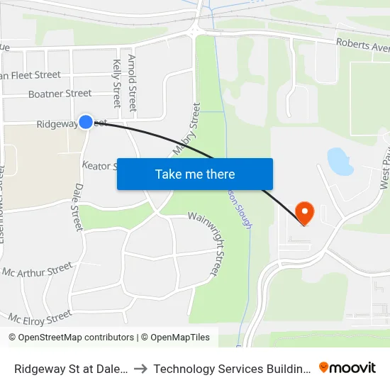 Ridgeway St at Dale St Eb to Technology Services Building (Elbit) map