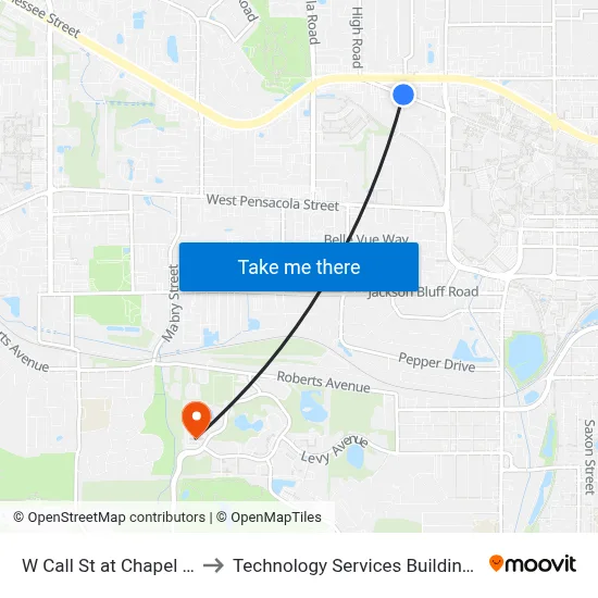 W Call St at Chapel Dr Eb to Technology Services Building (Elbit) map