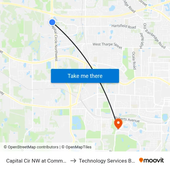 Capital Cir NW at Commonwealth Blvd to Technology Services Building (Elbit) map