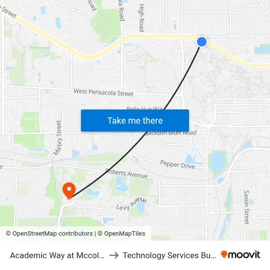 Academic Way at Mccollum Hall Wb to Technology Services Building (Elbit) map
