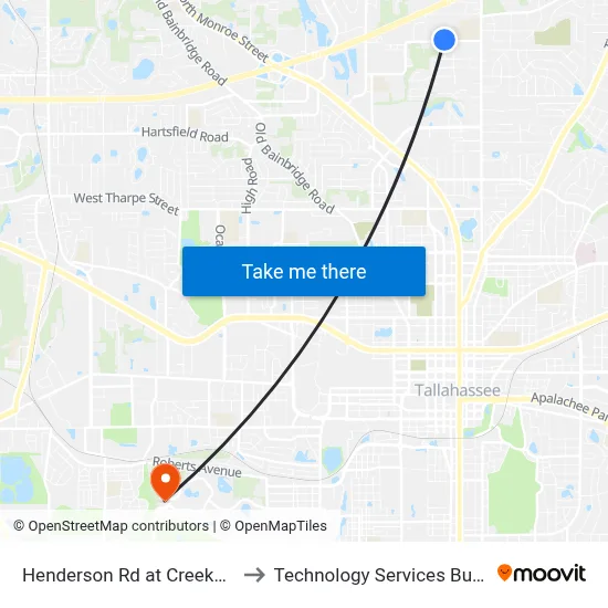 Henderson Rd at Creekwood Ln Wb to Technology Services Building (Elbit) map