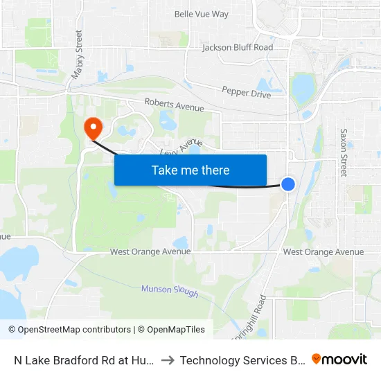 N Lake Bradford Rd at Hutchinson St Nb to Technology Services Building (Elbit) map