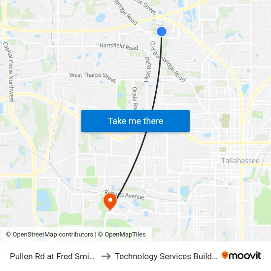 Pullen Rd at Fred Smith Rd Wb to Technology Services Building (Elbit) map