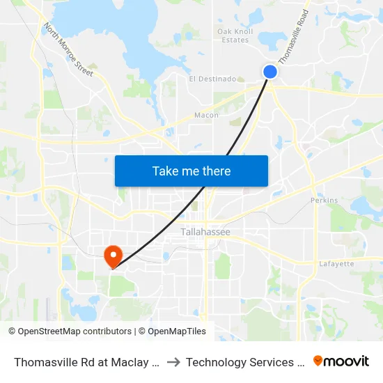 Thomasville Rd at Maclay Commerce Dr Sb to Technology Services Building (Elbit) map