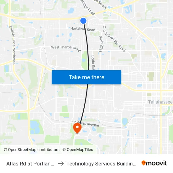 Atlas Rd at Portland Ave to Technology Services Building (Elbit) map