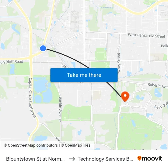 Blountstown St at Norman Park Dr Nb to Technology Services Building (Elbit) map
