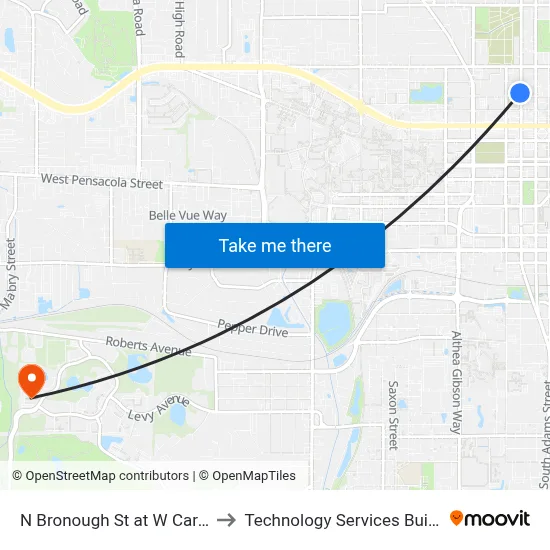 N Bronough St at W Carolina St Sb to Technology Services Building (Elbit) map