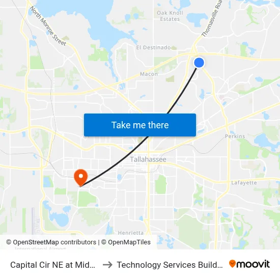 Capital Cir NE at Midblock Sb to Technology Services Building (Elbit) map