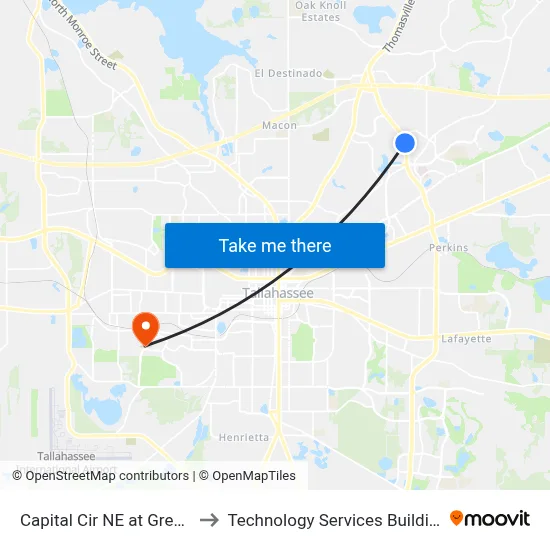 Capital Cir NE at Greer Rd Sb to Technology Services Building (Elbit) map