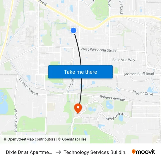 Dixie Dr at Apartments Sb to Technology Services Building (Elbit) map