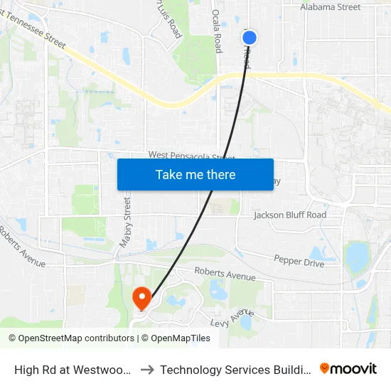 High Rd at Westwood Ln Nb to Technology Services Building (Elbit) map