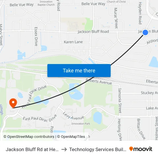 Jackson Bluff Rd at Hendry St Eb to Technology Services Building (Elbit) map