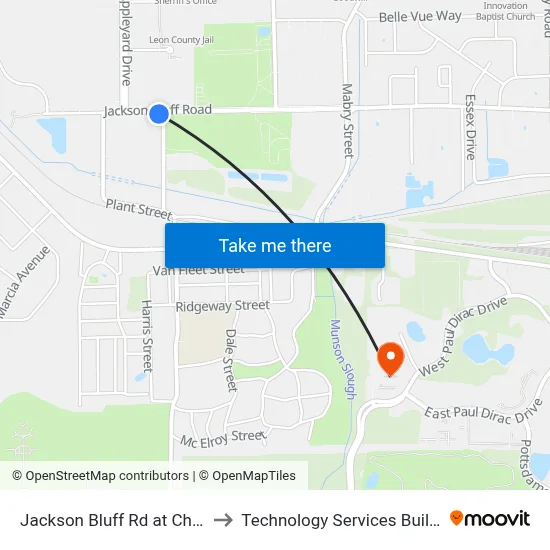 Jackson Bluff Rd at Chipley St Eb to Technology Services Building (Elbit) map
