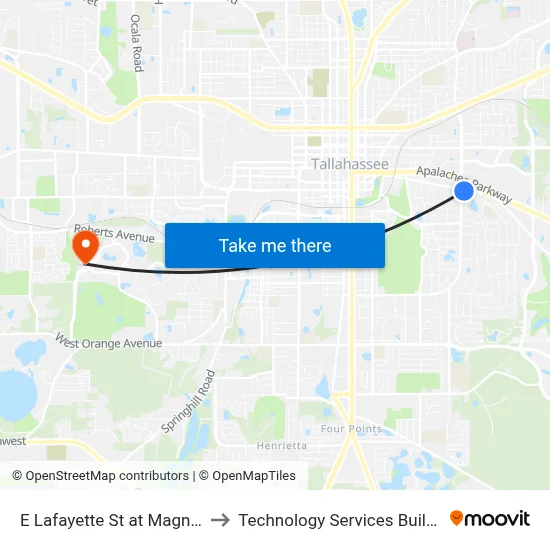 E Lafayette St at Magnolia Dr Eb to Technology Services Building (Elbit) map