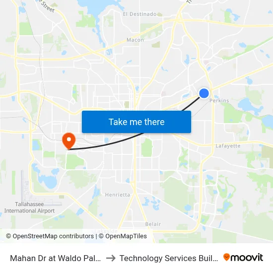 Mahan Dr at Waldo Palmer Ln Eb to Technology Services Building (Elbit) map