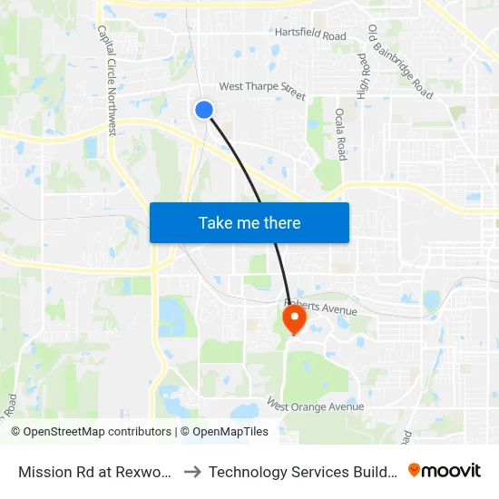 Mission Rd at Rexwood Dr Sb to Technology Services Building (Elbit) map