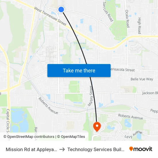 Mission Rd at Appleyard Dr Wb to Technology Services Building (Elbit) map