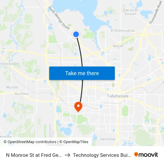 N Monroe St at Fred George Rd Sb to Technology Services Building (Elbit) map
