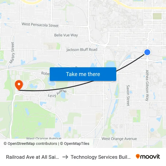 Railroad Ave at All Saints St Sb to Technology Services Building (Elbit) map