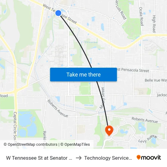 W Tennessee St at Senator Pat Thomas Blvd Wb to Technology Services Building (Elbit) map
