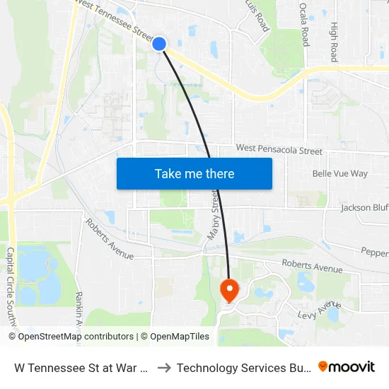 W Tennessee St at War Chant Dr Wb to Technology Services Building (Elbit) map