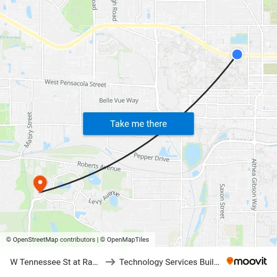 W Tennessee St at Raven St Wb to Technology Services Building (Elbit) map