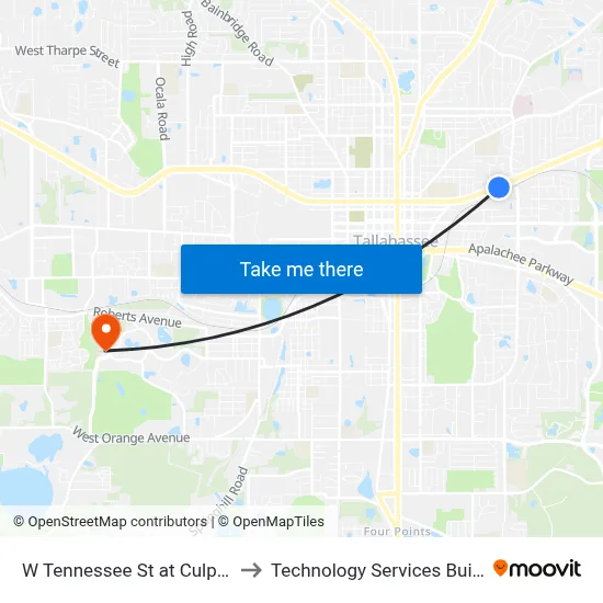 W Tennessee St at Culpepper Dr Eb to Technology Services Building (Elbit) map