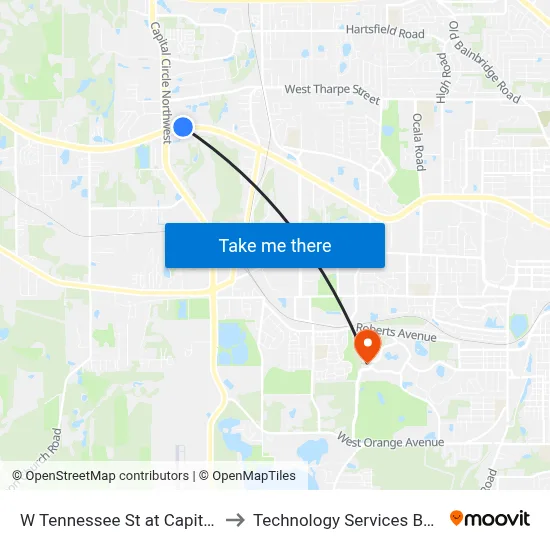 W Tennessee St at Capital Cir NW Wb to Technology Services Building (Elbit) map