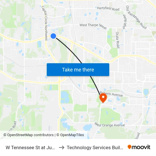 W Tennessee St at Junco Ct Eb to Technology Services Building (Elbit) map