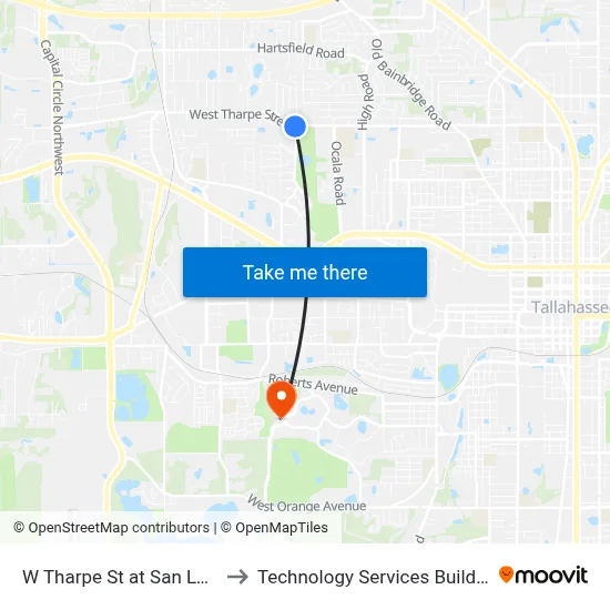 W Tharpe St at San Luis Rd Eb to Technology Services Building (Elbit) map