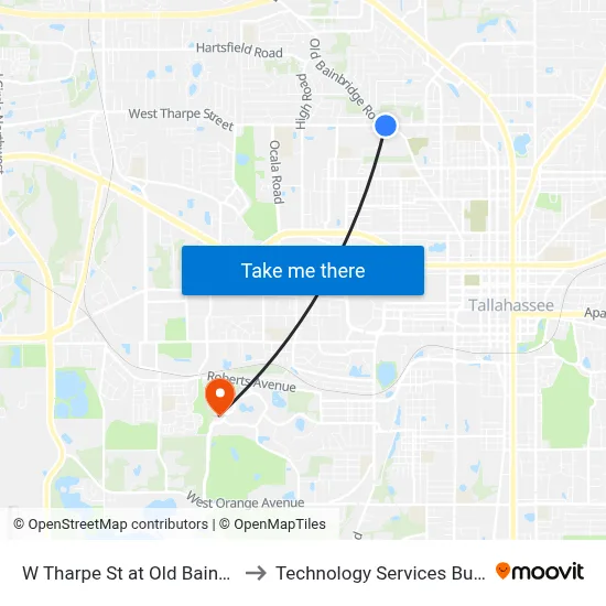 W Tharpe St at Old Bainbridge Rd Eb to Technology Services Building (Elbit) map