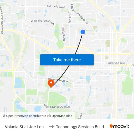 Volusia St at Joe Louis St Wb to Technology Services Building (Elbit) map