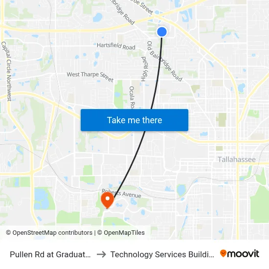 Pullen Rd at Graduate Cir Eb to Technology Services Building (Elbit) map