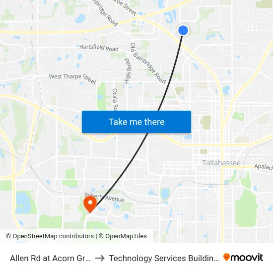 Allen Rd at Acorn Grove Ct to Technology Services Building (Elbit) map