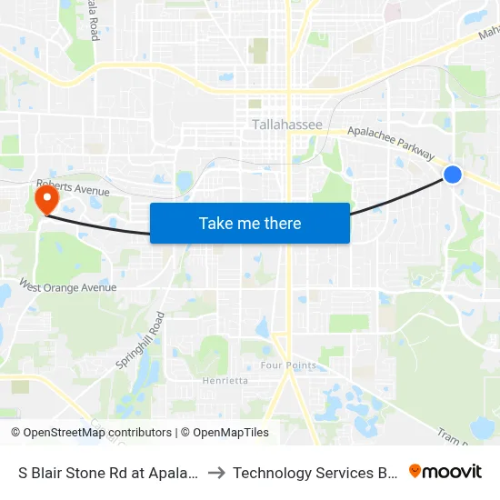 S Blair Stone Rd at Apalachee Pkwy Sb to Technology Services Building (Elbit) map