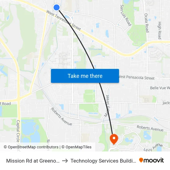 Mission Rd at Greenon Ln Sb to Technology Services Building (Elbit) map